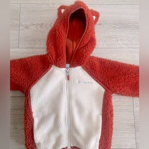 Columbia Red and White Fleece Jacket unisex